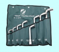 Набор ключей Торцевых коленчатых 2-х сторонних из 8-ми шт. 6-19мм хром, в сумке "CNIC"