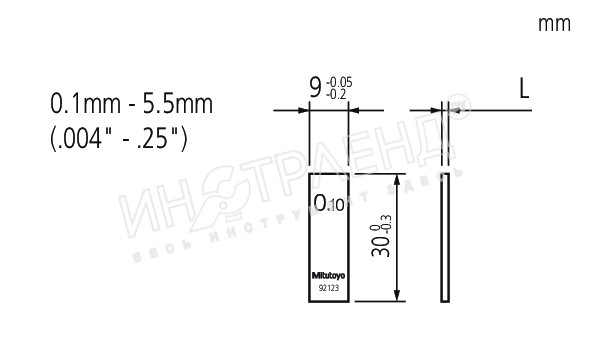 Мера длины плоскопарал.1,002mm 611522-031 Mitutoyo