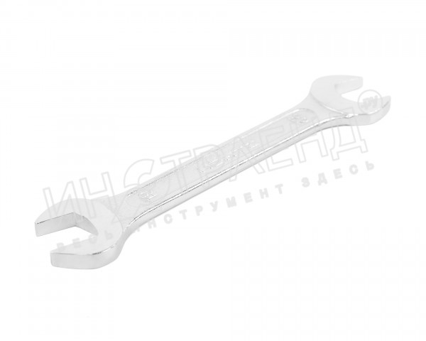 Ключ гаечный рожковый двусторонний 19х22 хромированный на подвесе HORTZ