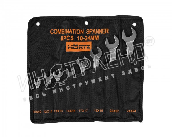 Набор ключей гаечных комбинированных 8 шт. (10-24) хромированный HORTZ