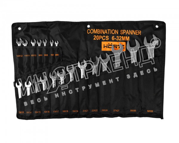 Набор ключей гаечных комбинированных 20 шт. (6-32) хромированных HORTZ