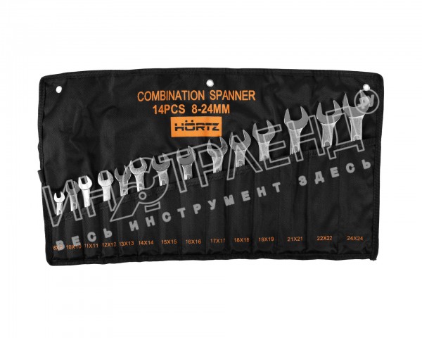 Набор ключей гаечных комбинированных 14 шт. (8-24) хромированных HORTZ