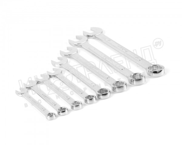 Набор ключей гаечных комбинированных 8 шт. (10-24) хромированный HORTZ