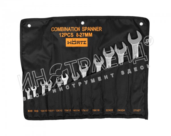 Набор ключей гаечных комбинированных 12 шт. (8-27) хромированных HORTZ
