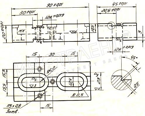 Опора Прямоугольная 60х 45х 20 крепежная под паз 12мм (ДСП-20) (восст.)