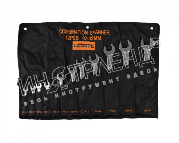Набор ключей гаечных комбинированных 12 шт. (10-32) хромированных HORTZ