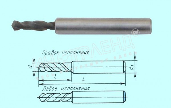 Сверло d 4,4х16х56 ц/х ВК8 цельное стальной ут. хв. dхв. 7,0 ГОСТ17273