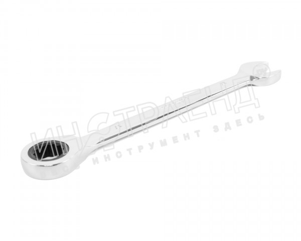 Ключ комбинированный трещоточный 22х22 хромированный на подвесе HORTZ