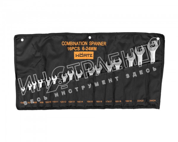 Набор ключей гаечных комбинированных 16 шт. (6-24) хромированных HORTZ